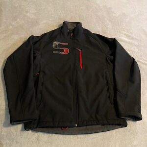 Kirkland Signature Mens Softshell Jacket Black Full Zip‎ Size Medium Casual Logo